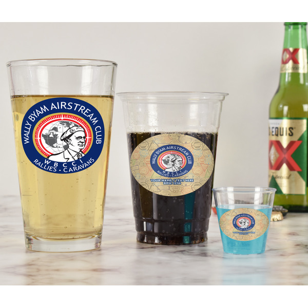 Wally Byam Airstream Club logo Pint Glass - Two Content - In Context