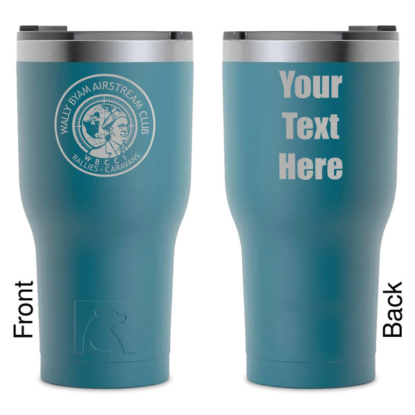 Custom Wally Byam Airstream Club logo RTIC Tumbler - Dark Teal - Laser Engraved - Double-Sided