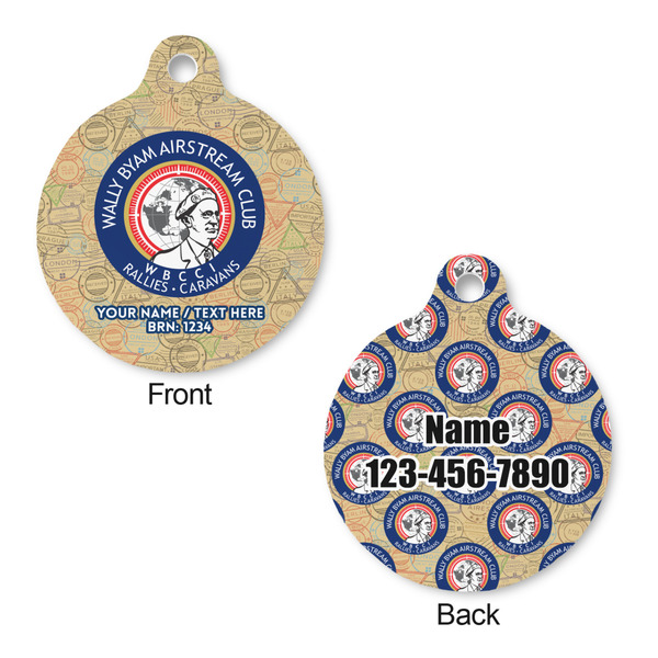 Wally Byam Airstream Club logo Round Pet ID Tag - Small - Front & Back View