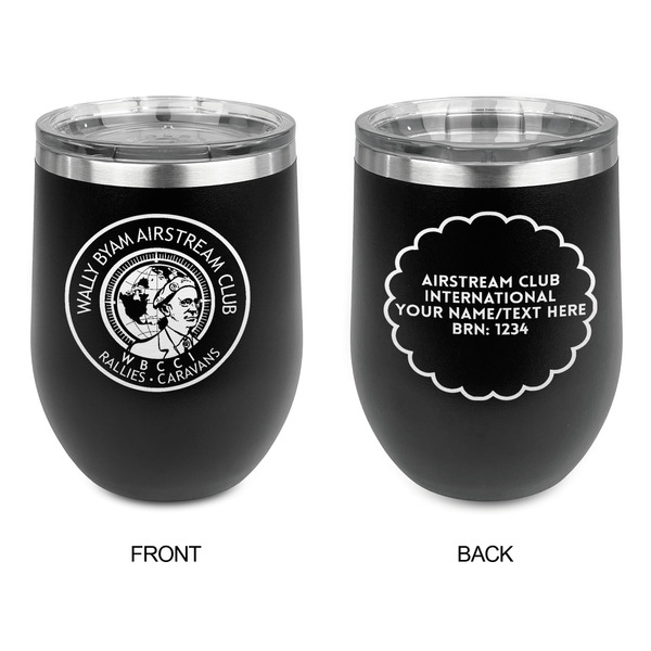 Wally Byam Airstream Club logo Stainless Wine Tumblers - Black - Double Sided - Approval