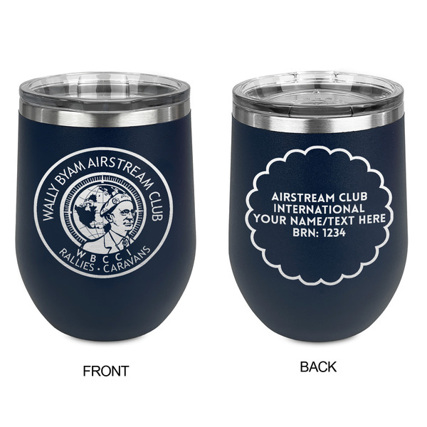 Wally Byam Airstream Club logo Stainless Wine Tumblers - Navy - Double Sided - Approval
