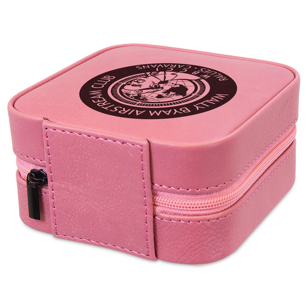 Wally Byam Airstream Club logo Travel Jewelry Boxes - Leather - Pink - View from Rear