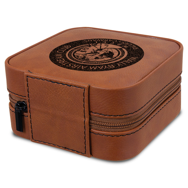 Wally Byam Airstream Club logo Travel Jewelry Boxes - Leatherette - Rawhide - View from Rear