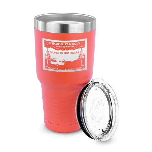 Silver in the Sierra '24 Rally 30 oz Stainless Steel Ringneck Tumblers - Coral - LID OFF