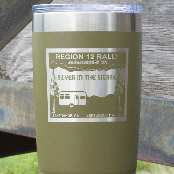 Silver in the Sierra '24 Rally Olive Polar Camel Tumbler - 20oz - Close Up