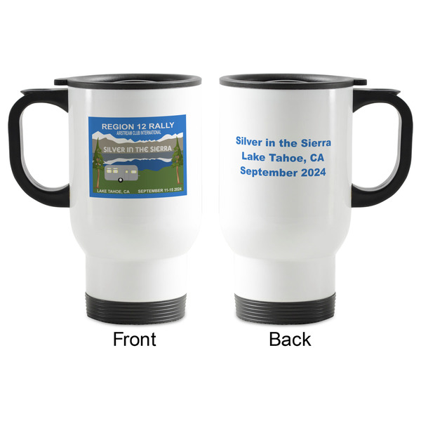 Silver in the Sierra '24 Rally Stainless Steel Travel Mug with Handle - Front & Back