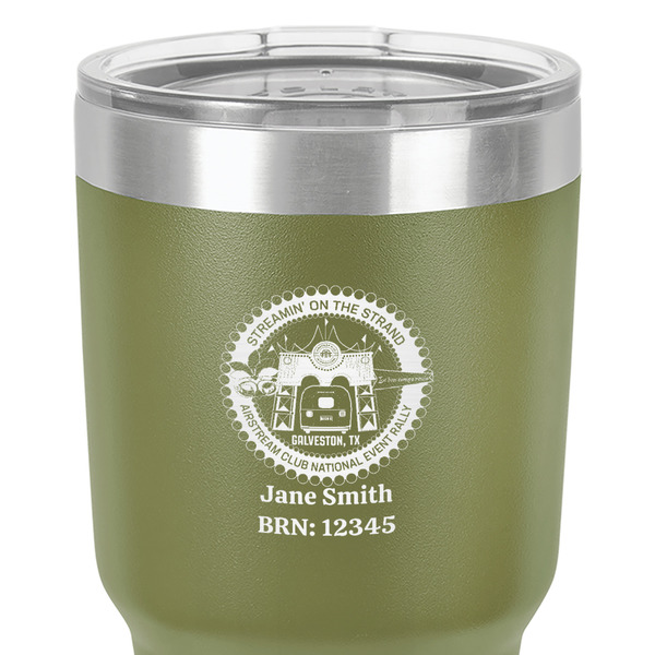 Streamin' on the Strand 30 oz Stainless Steel Ringneck Tumbler - Olive - Close Up