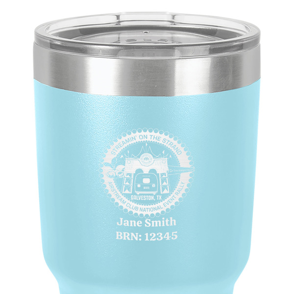 Streamin' on the Strand 30 oz Stainless Steel Ringneck Tumbler - Teal - Close Up