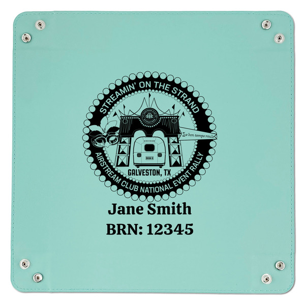 Streamin' on the Strand 9" x 9" Teal Leatherette Snap Up Tray - APPROVAL