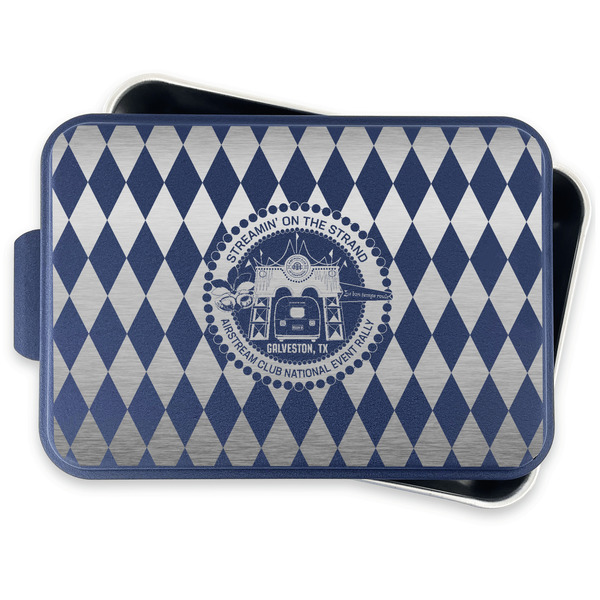 Streamin' on the Strand Aluminum Baking Pan - Navy Lid - FRONT w/lid off