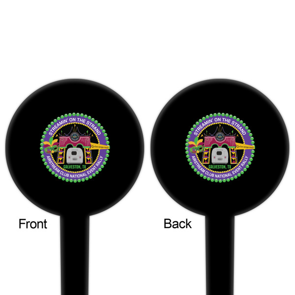 Streamin' on the Strand Black Plastic 4" Food Pick - Round - Double Sided - Front & Back