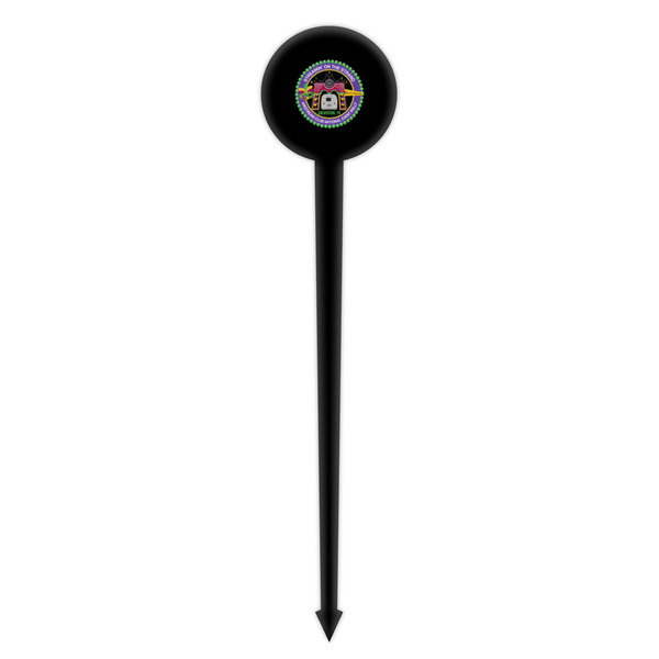 Streamin' on the Strand Black Plastic 4" Food Pick - Round - Single Pick