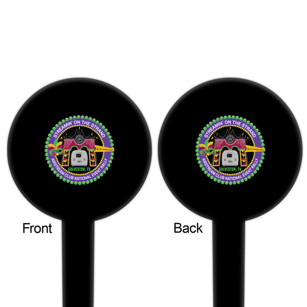 Streamin' on the Strand Black Plastic 6" Food Pick - Round - Double Sided - Front & Back