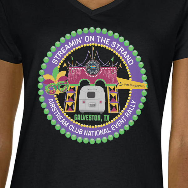 Streamin' on the Strand Black V-Neck T-Shirt on Model - CloseUp