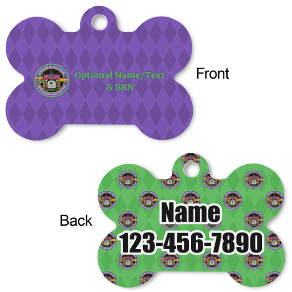 Streamin' on the Strand Bone Shaped Dog ID Tag - Small - Front & Back View