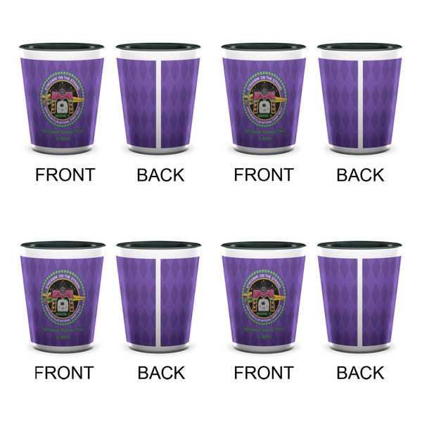 Streamin' on the Strand Ceramic Shot Glasses - Two Tone - Set of 4 - Front & Back