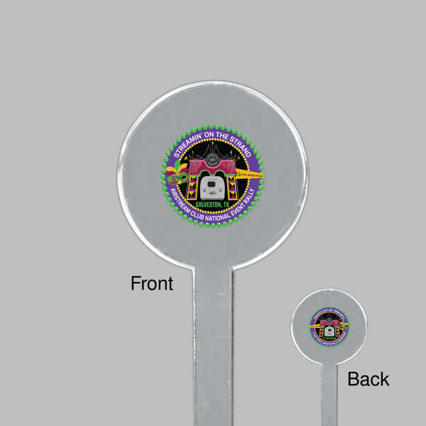 Streamin' on the Strand Clear Plastic 7" Stir Stick - Round - Front & Back