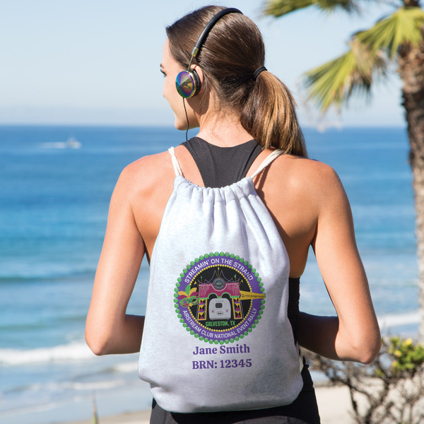 Streamin' on the Strand Drawstring Backpacks - Sweatshirt Fleece - Double Sided - LIFESTYLE