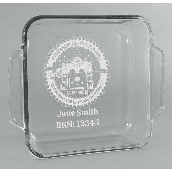 Custom Streamin' on the Strand Glass Cake Dish - 8in x 8in