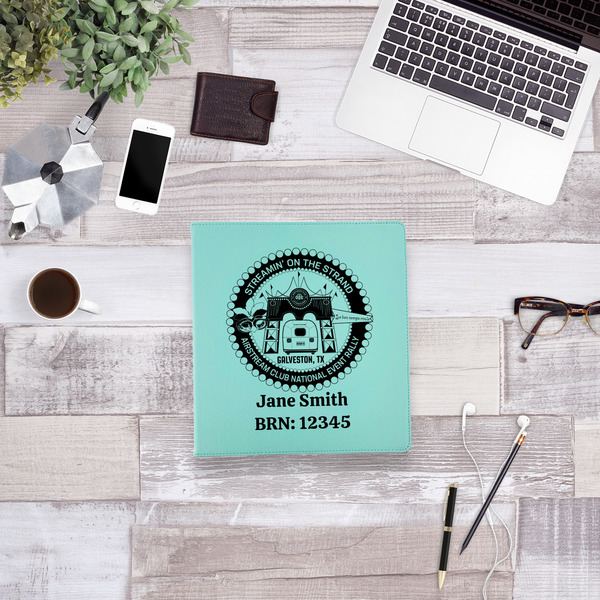 Streamin' on the Strand Leather Binder - 1" - Teal - Lifestyle View