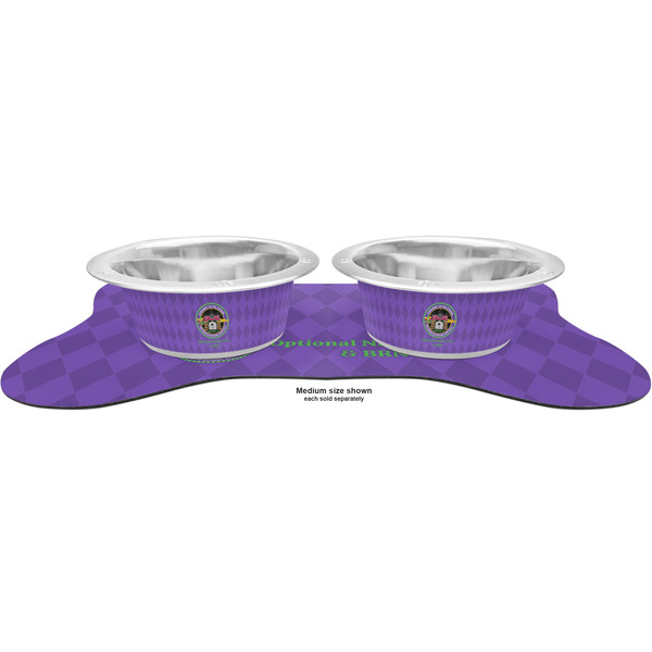 Streamin' on the Strand Metal Pet Bowls - On Dog Bone Shaped Mat