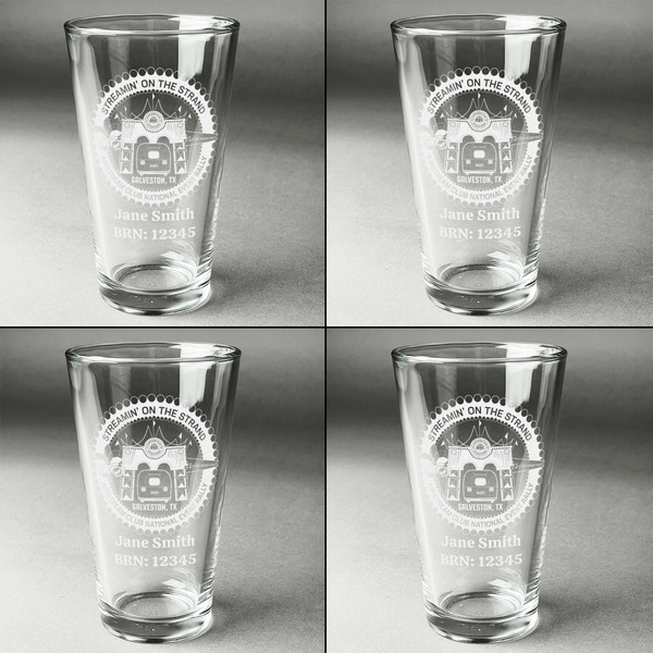 Streamin' on the Strand Set of Four Engraved Beer Glasses - Individual View