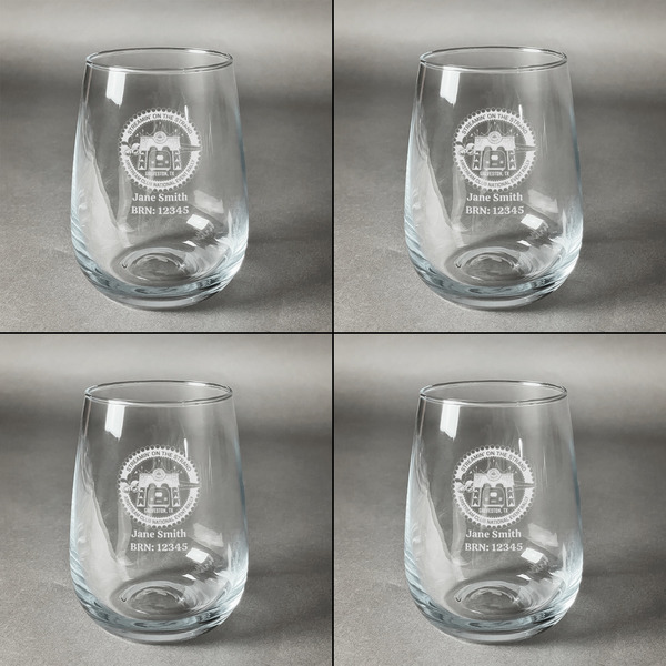 Streamin' on the Strand Set of Four Personalized Stemless Wineglasses (Approval)