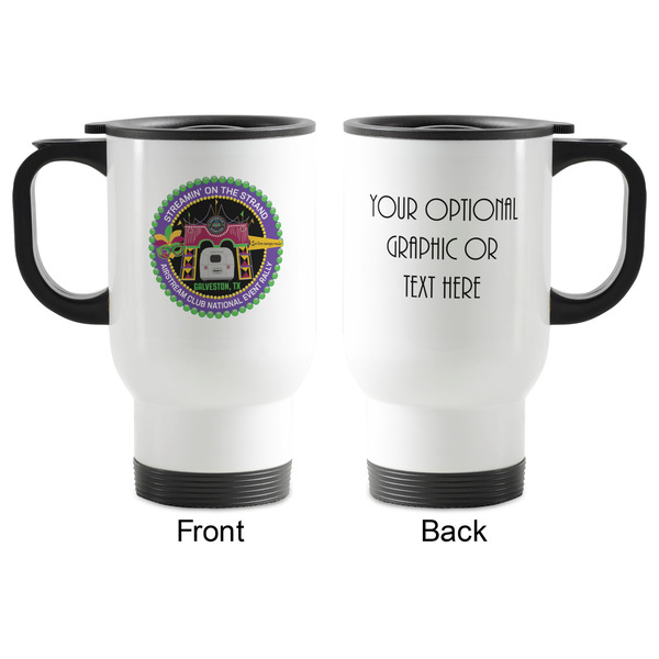 Streamin' on the Strand Stainless Steel Travel Mug with Handle - Front & Back