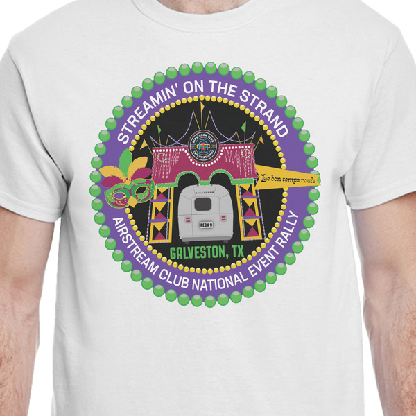 Streamin' on the Strand White Crew T-Shirt on Model - CloseUp