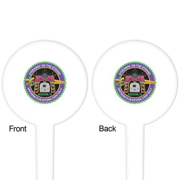 Streamin' on the Strand White Plastic 4" Food Pick - Round - Double Sided - Front & Back