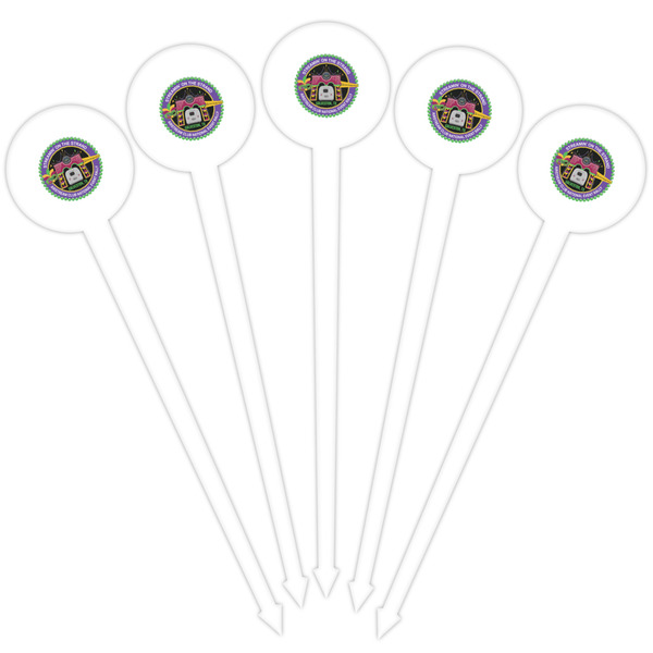 Streamin' on the Strand White Plastic 4" Food Pick - Round - Fan View