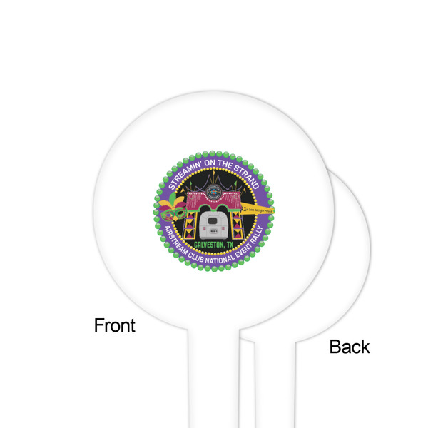 Streamin' on the Strand White Plastic 4" Food Pick - Round - Single Sided - Front & Back