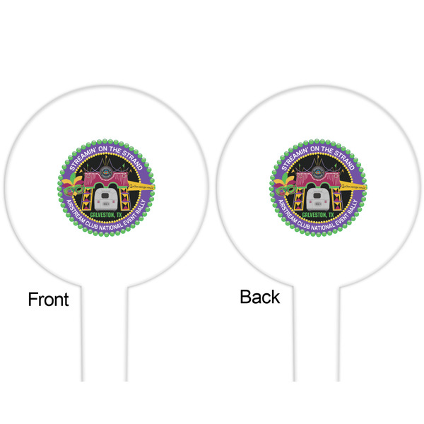 Streamin' on the Strand White Plastic 6" Food Pick - Round - Double Sided - Front & Back