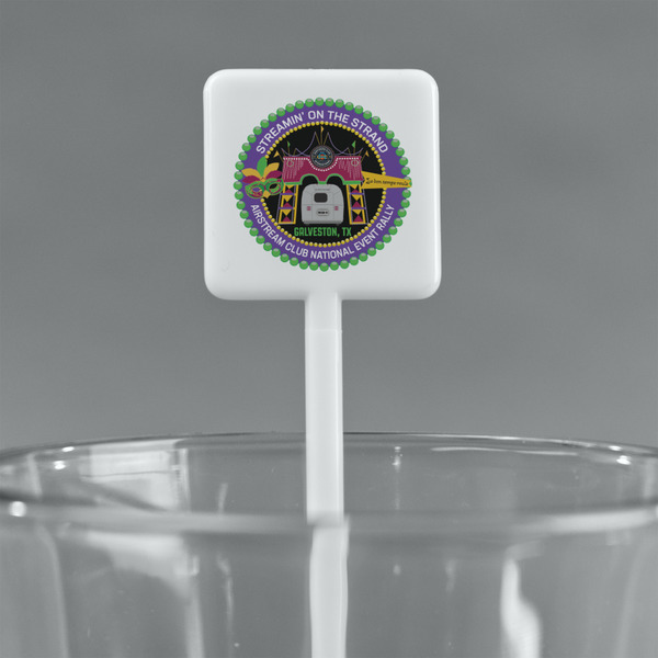 Streamin' on the Strand White Plastic Stir Stick - Square - Main
