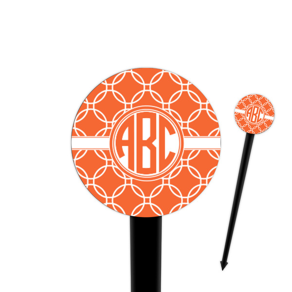 Custom Linked Circles 4" Round Plastic Food Picks - Black - Single Sided (Personalized)