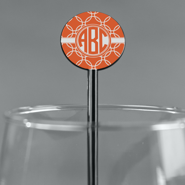 Linked Circles Black Plastic 5.5" Stir Stick - Round - Main