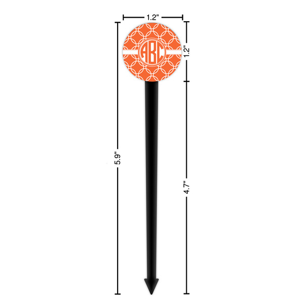 Linked Circles Black Plastic 6" Food Pick - Round - Dimensions