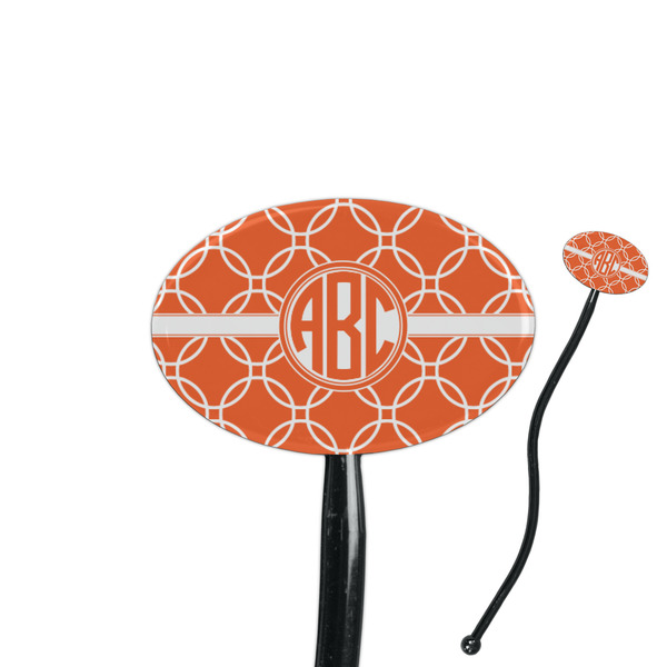Custom Linked Circles 7" Oval Plastic Stir Sticks - Black - Single Sided (Personalized)