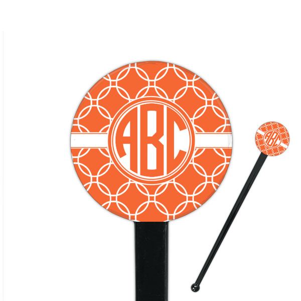 Custom Linked Circles 7" Round Plastic Stir Sticks - Black - Single Sided (Personalized)