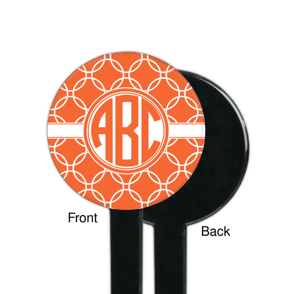 Linked Circles Black Plastic 7" Stir Stick - Single Sided - Round - Front & Back