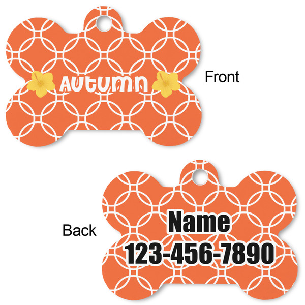 Linked Circles Bone Shaped Dog Tag - Front & Back