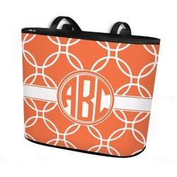 Linked Circles Bucket Tote w/ Genuine Leather Trim (Personalized)