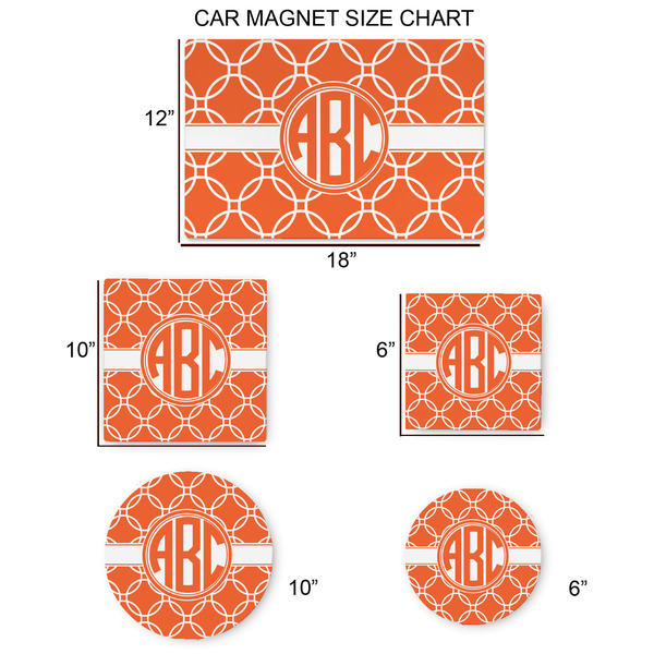 Linked Circles Car Magnets - SIZE CHART