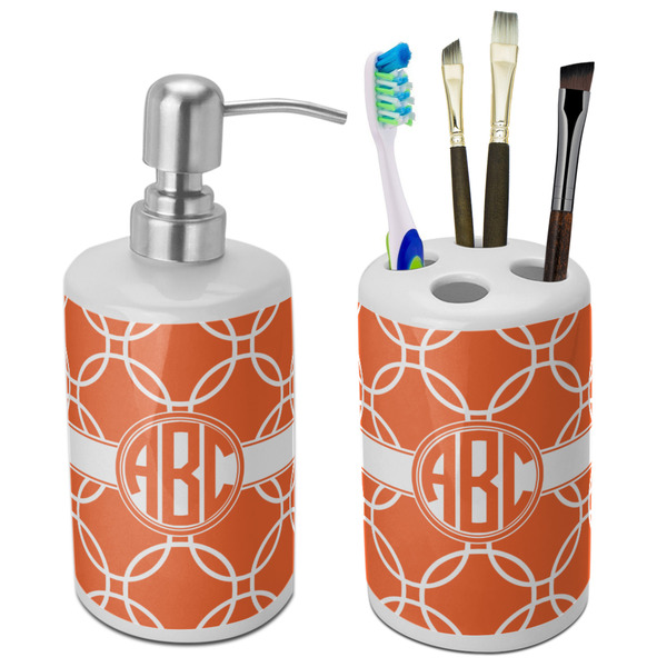 Custom Linked Circles Ceramic Bathroom Accessories Set (Personalized)