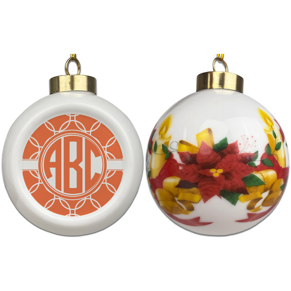 Linked Circles Ceramic Christmas Ornament - Poinsettias (APPROVAL)