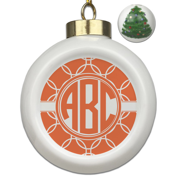 Custom Linked Circles Ceramic Ball Ornament - Christmas Tree (Personalized)