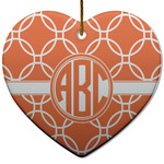 Linked Circles Heart Ceramic Ornament w/ Monogram