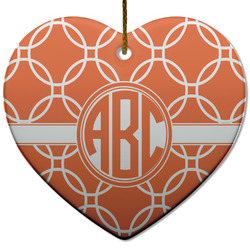 Linked Circles Heart Ceramic Ornament w/ Monogram