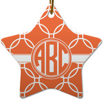 Linked Circles Star Ceramic Ornament w/ Monogram