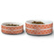 Linked Circles Ceramic Dog Bowls - Size Comparison